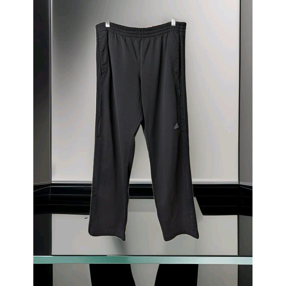 Adidas Track Pants Men's Large Trefoil Black Pockets Athletic Outdoors Knit Gym